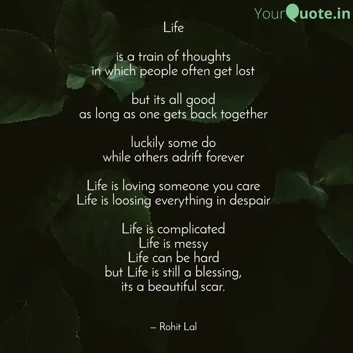 A rhyme titled "Life - A beautiful Scar" by Rohit Lal